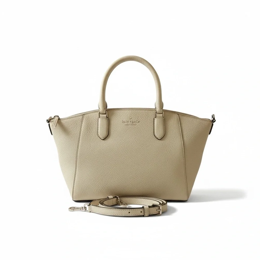 Kate Spade Newbury Lane Loden Cream White Pebbled Leather Satchel Crossbody